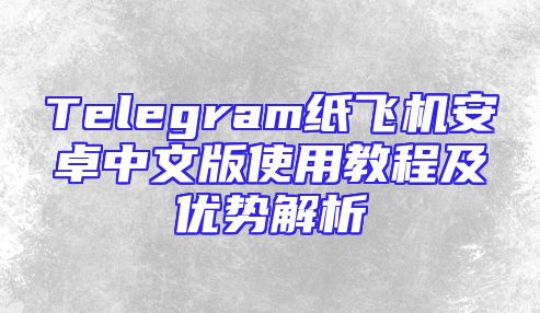 Telegram纸飞机安卓中文版使用教程及优势解析