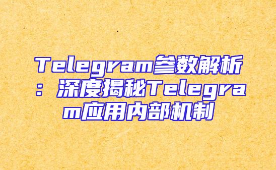 Telegram参数解析：深度揭秘Telegram应用内部机制