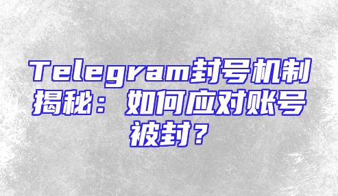 Telegram封号机制揭秘：如何应对账号被封？