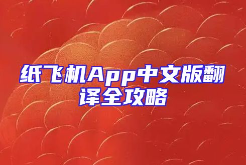 纸飞机App中文版翻译全攻略