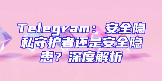Telegram：安全隐私守护者还是安全隐患？深度解析