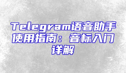 Telegram语音助手使用指南：音标入门详解