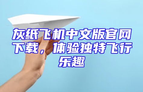 灰纸飞机中文版官网下载，体验独特飞行乐趣