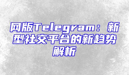 网版Telegram：新型社交平台的新趋势解析