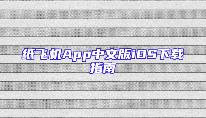 纸飞机App中文版iOS下载指南