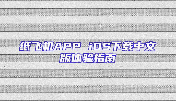 纸飞机APP iOS下载中文版体验指南