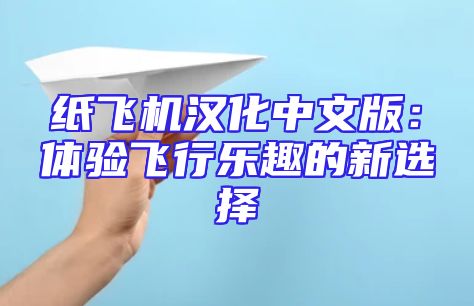 纸飞机汉化中文版：体验飞行乐趣的新选择
