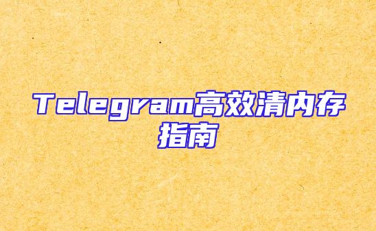 Telegram高效清内存指南