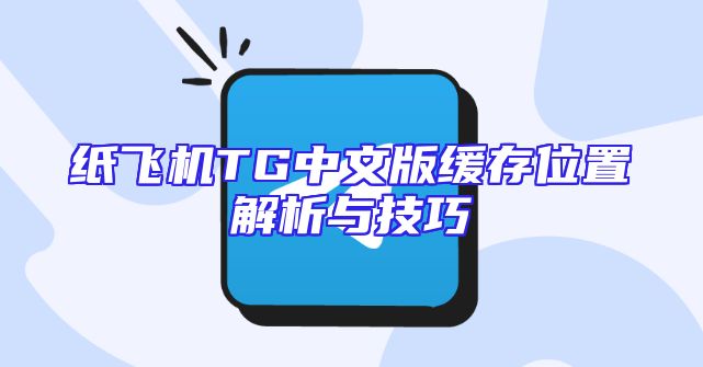 纸飞机TG中文版缓存位置解析与技巧
