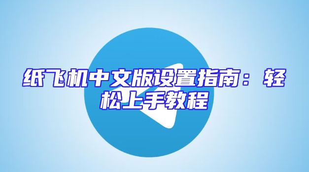 纸飞机中文版设置指南：轻松上手教程