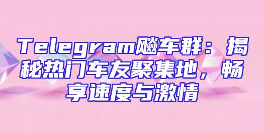 Telegram飚车群：揭秘热门车友聚集地，畅享速度与激情