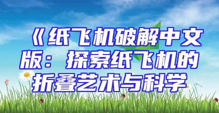 《纸飞机破解中文版：探索纸飞机的折叠艺术与科学