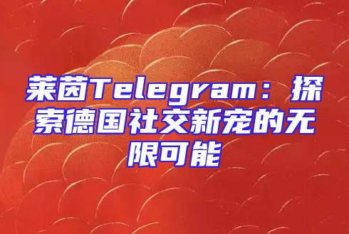 莱茵Telegram：探索德国社交新宠的无限可能