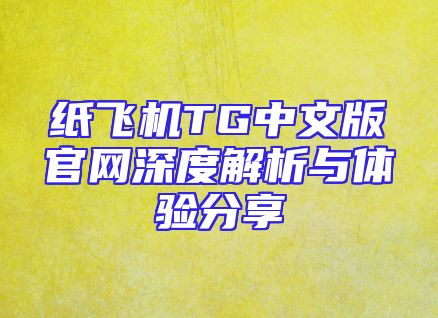 纸飞机TG中文版官网深度解析与体验分享