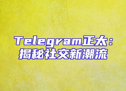 Telegram正太：揭秘社交新潮流