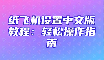 纸飞机设置中文版教程：轻松操作指南