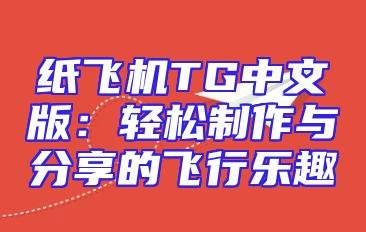 纸飞机TG中文版：轻松制作与分享的飞行乐趣