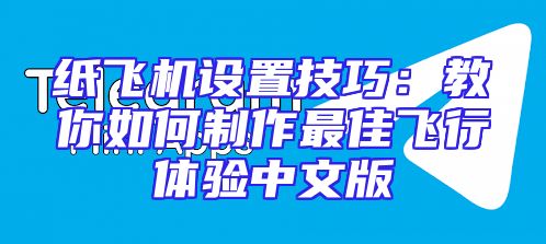 纸飞机设置技巧：教你如何制作最佳飞行体验中文版