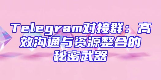 Telegram对接群：高效沟通与资源整合的秘密武器