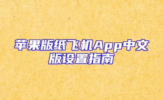 苹果版纸飞机App中文版设置指南