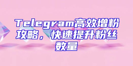 Telegram高效增粉攻略，快速提升粉丝数量