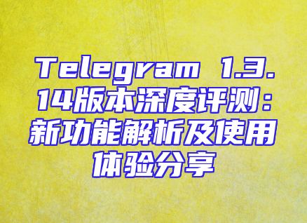 Telegram 1.3.14版本深度评测：新功能解析及使用体验分享