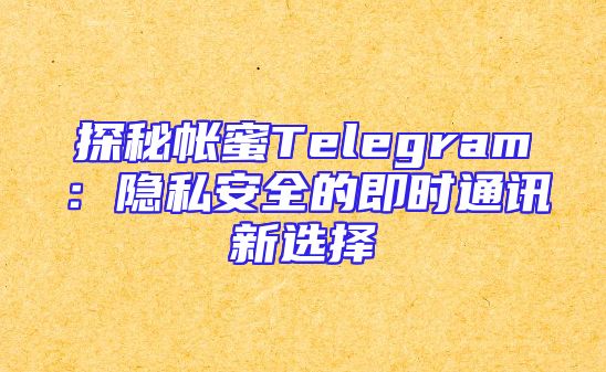 探秘帐蜜Telegram：隐私安全的即时通讯新选择