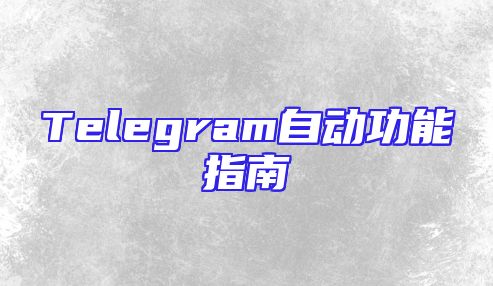 Telegram自动功能指南