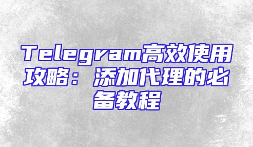 Telegram高效使用攻略：添加代理的必备教程