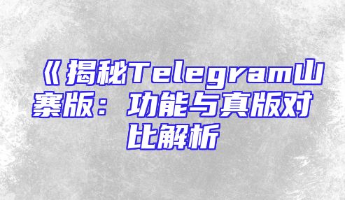 《揭秘Telegram山寨版：功能与真版对比解析