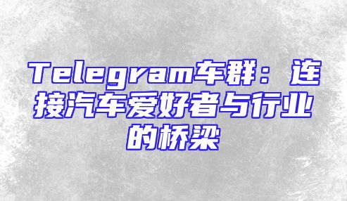 Telegram车群：连接汽车爱好者与行业的桥梁