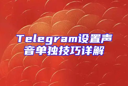 Telegram设置声音单独技巧详解
