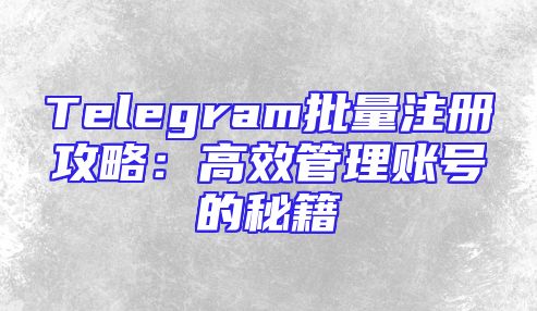 Telegram批量注册攻略：高效管理账号的秘籍