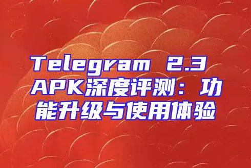 Telegram 2.3 APK深度评测：功能升级与使用体验