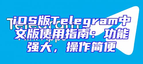 iOS版Telegram中文版使用指南：功能强大，操作简便