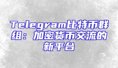 Telegram比特币群组：加密货币交流的新平台
