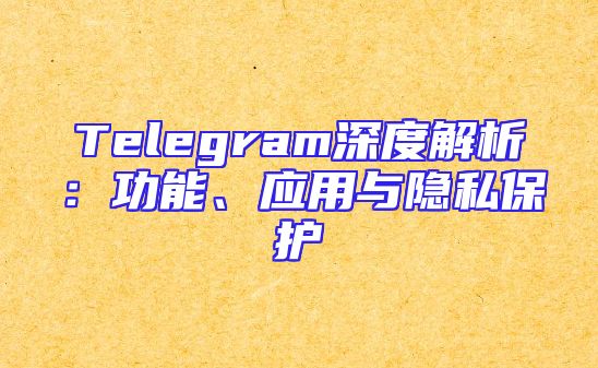 Telegram深度解析：功能、应用与隐私保护