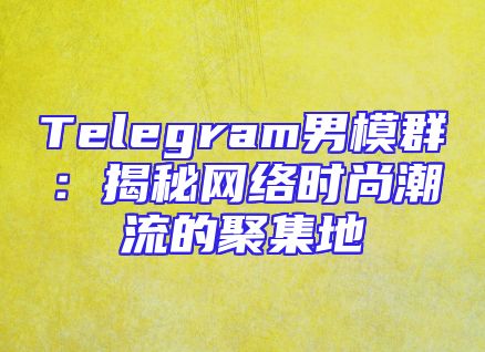 Telegram男模群：揭秘网络时尚潮流的聚集地