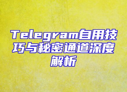Telegram自用技巧与秘密通道深度解析